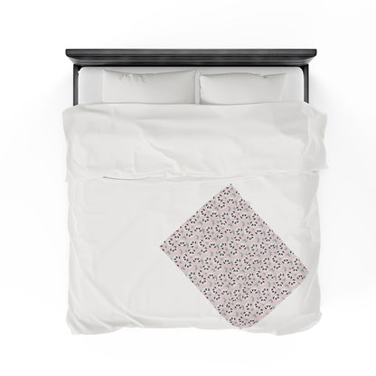 Cute Panda Faces Cozy Plush Baby Blanket 30 x 40 inches on bed