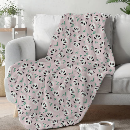 Cute Panda Faces Pink Cozy Plush Blanket