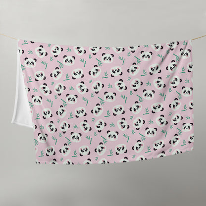 Cute Panda Faces Pink Cozy Plush Blanket