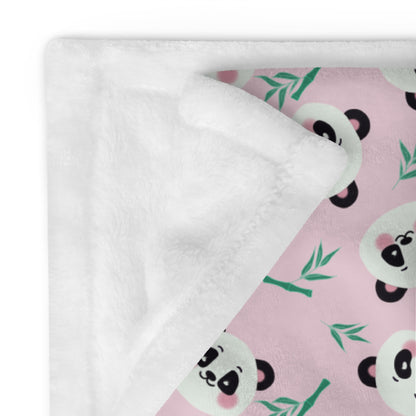Cute Panda Faces Pink Cozy Plush Blanket