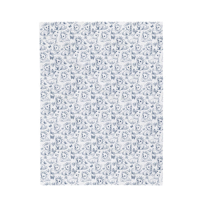 Cute Toile de Jouy playful Corgis Cozy Velveteen Plush Baby Blanket