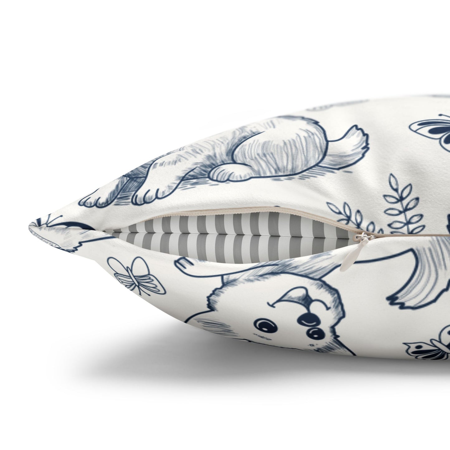 Cute Toile de Jouy playful Corgis Faux Suede Square Pillow