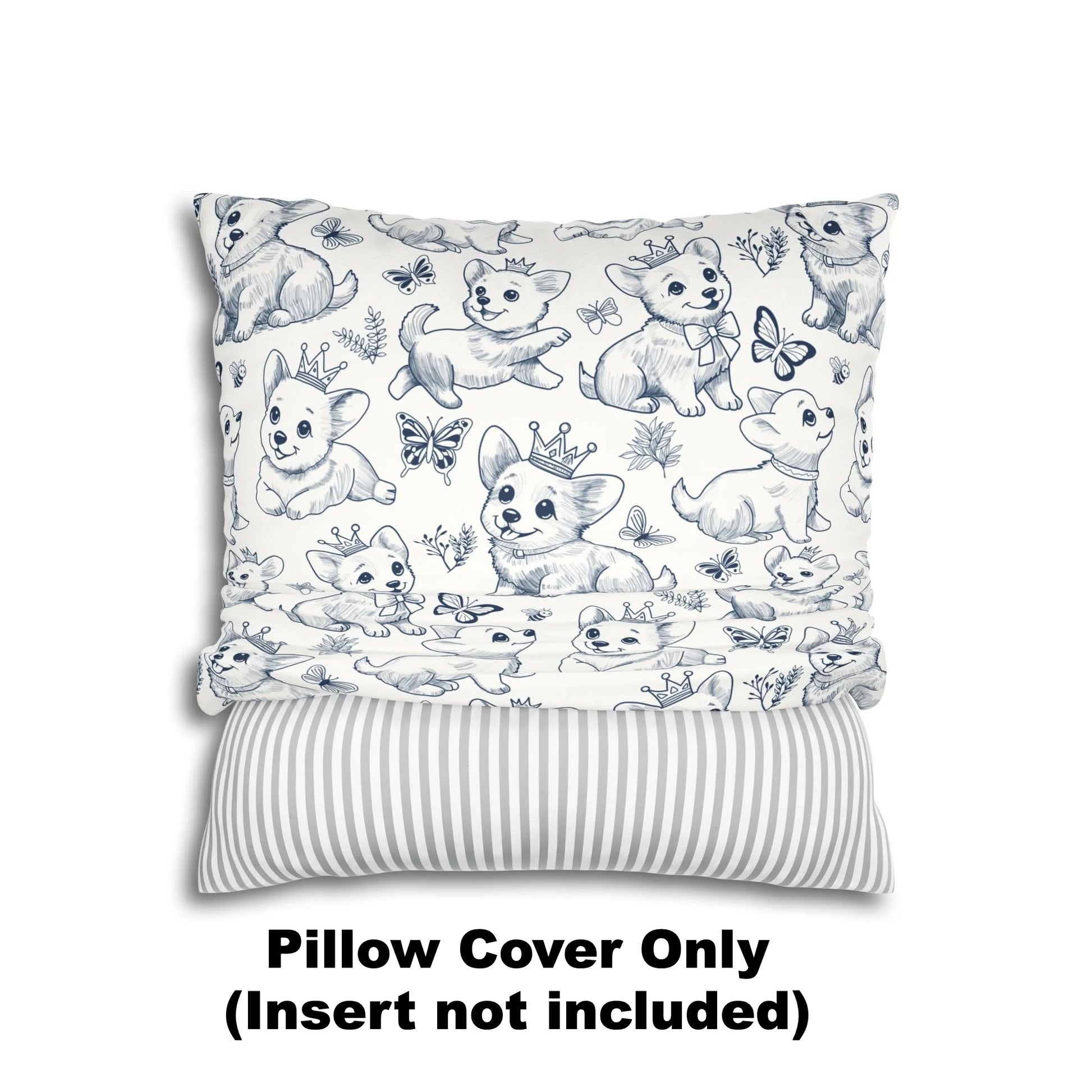 Cute Toile de Jouy playful Corgis Faux Suede Square Pillow Cover