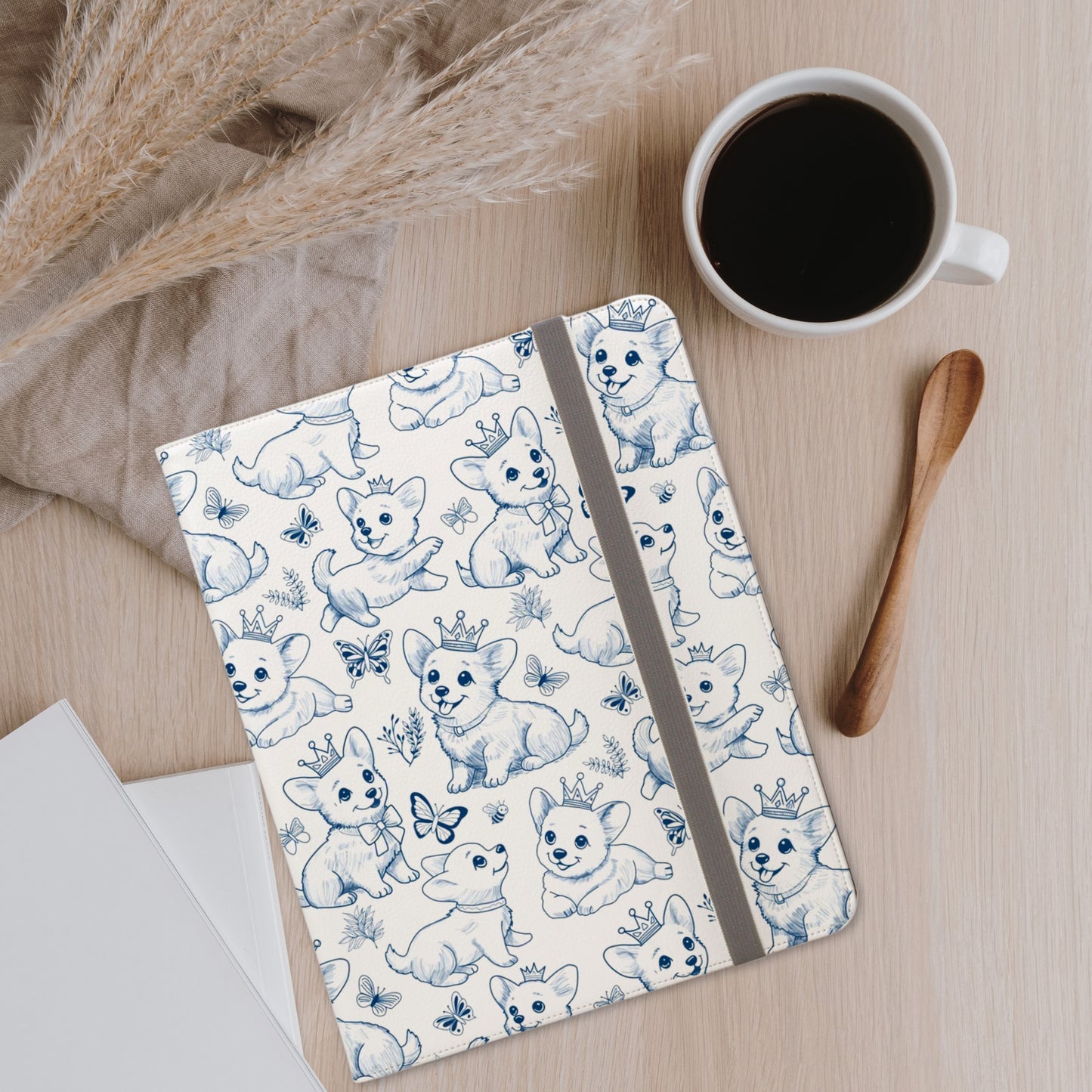 Cute Toile de Jouy playful Corgis IPad Pro 11" or 12.9" Tablet Folio Case