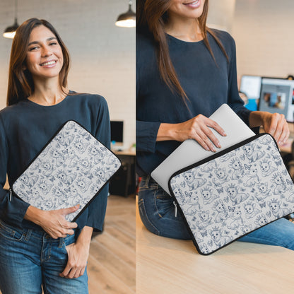 Cute Toile de Jouy playful Corgis Laptop or Tablet Sleeve