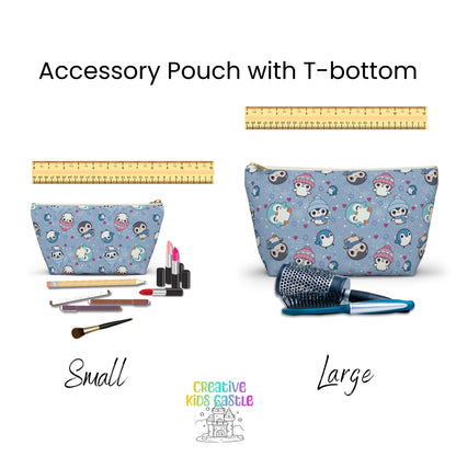 Cute Winter Penguin Accessory Pouch size chart