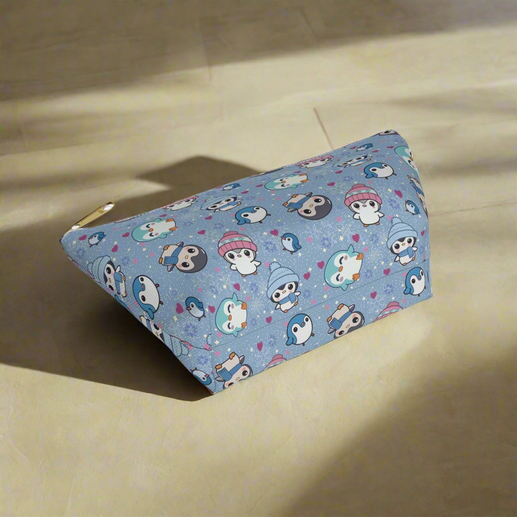 Cute Winter Penguin Accessory Pouch bottom view small