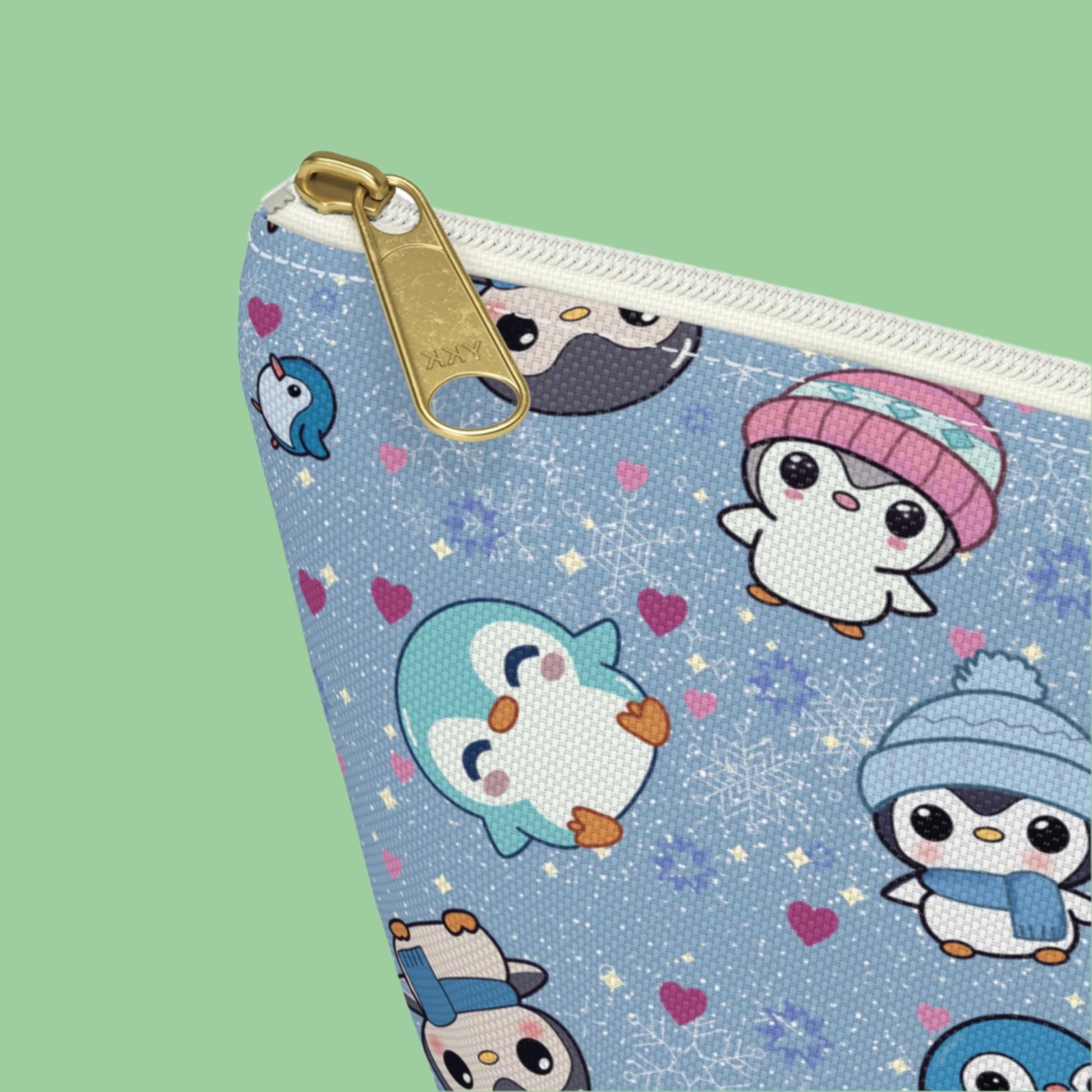 Cute Winter Penguin Accessory Pouch detail