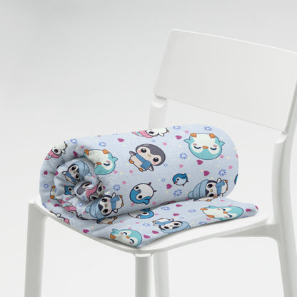 Cute Winter Penguin Cozy Velveteen Plush Blanket