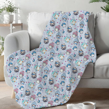 Cute Winter Penguin Cozy Velveteen Plush Blanket