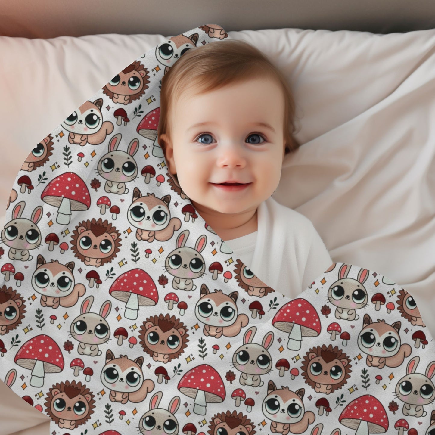 Cute Woodland Forest Friends Cozy Plush Blanket