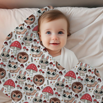 Cute Woodland Forest Friends Cozy Plush Blanket