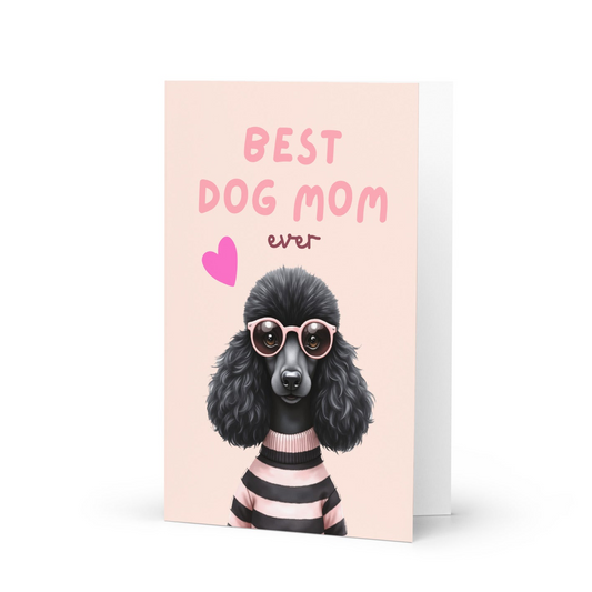 Black Fashion Poodle Mothers Day Folded Card