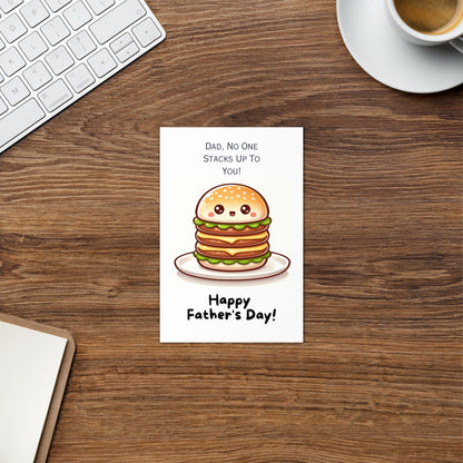 "No One Stacks Up To You" Burger Stack Fathers Day Card