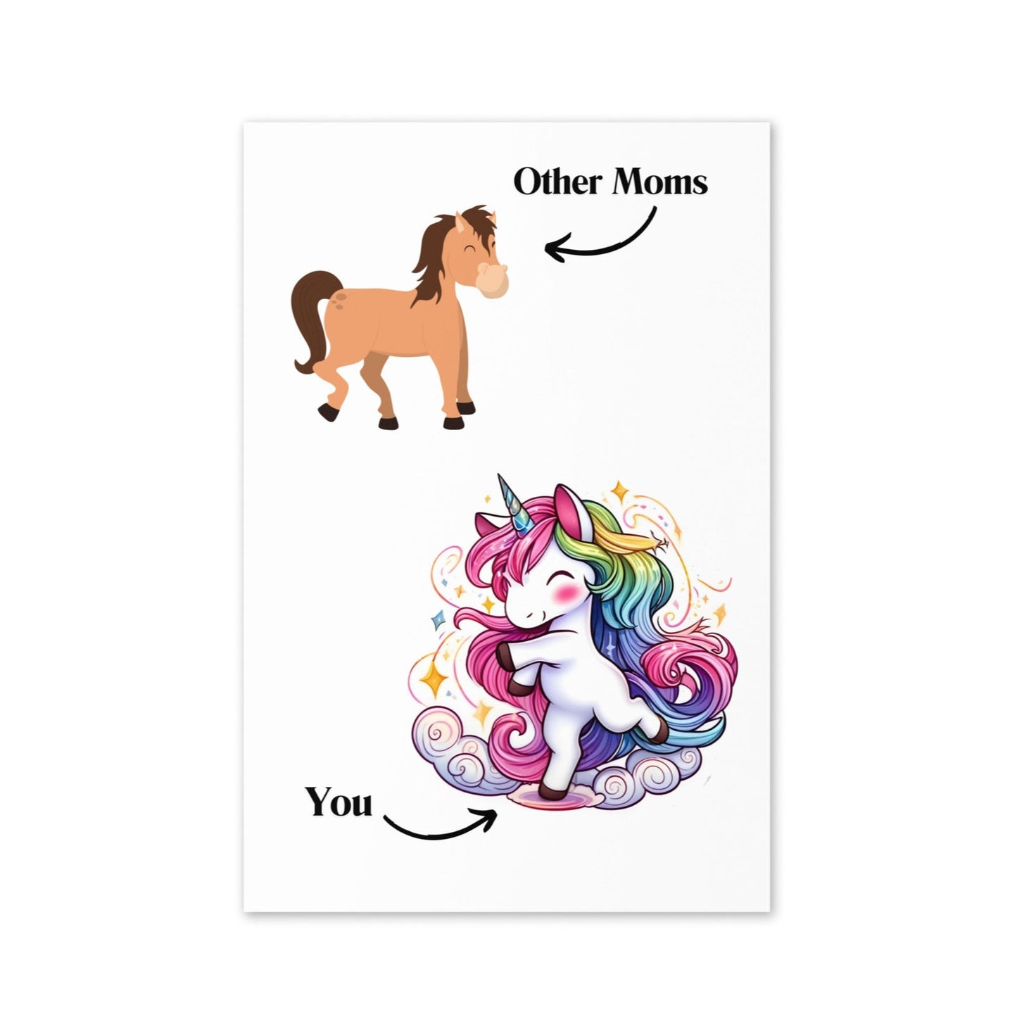 front of Funny Unicorn Mom vs Others Greeting or Mothers day Card