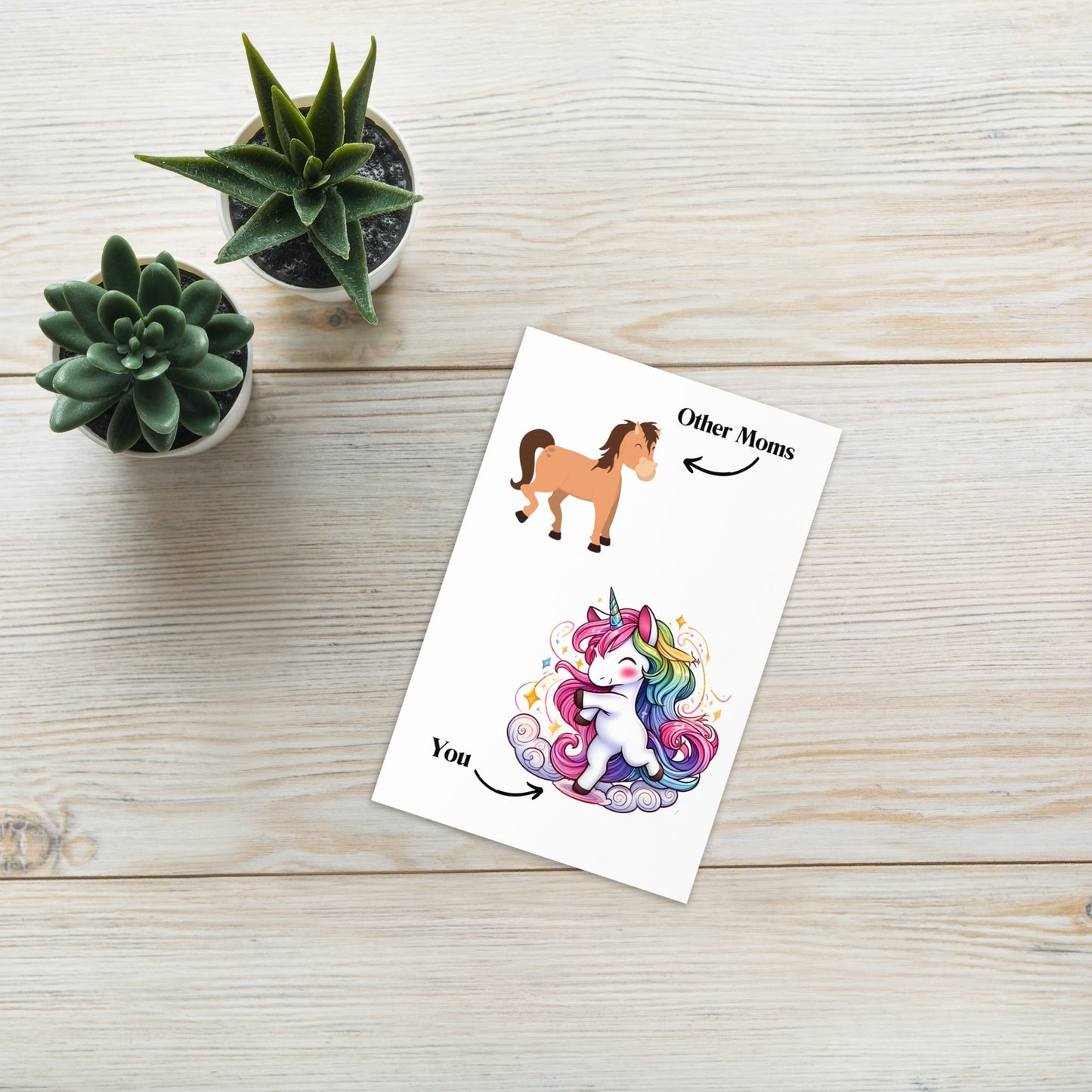 Funny Unicorn Mom vs Others Greeting Card - Digital Download - Print at Home