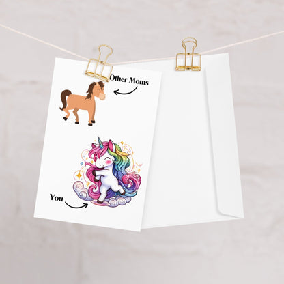 front of Funny Unicorn Mom vs Others Greeting or Mothers day Card