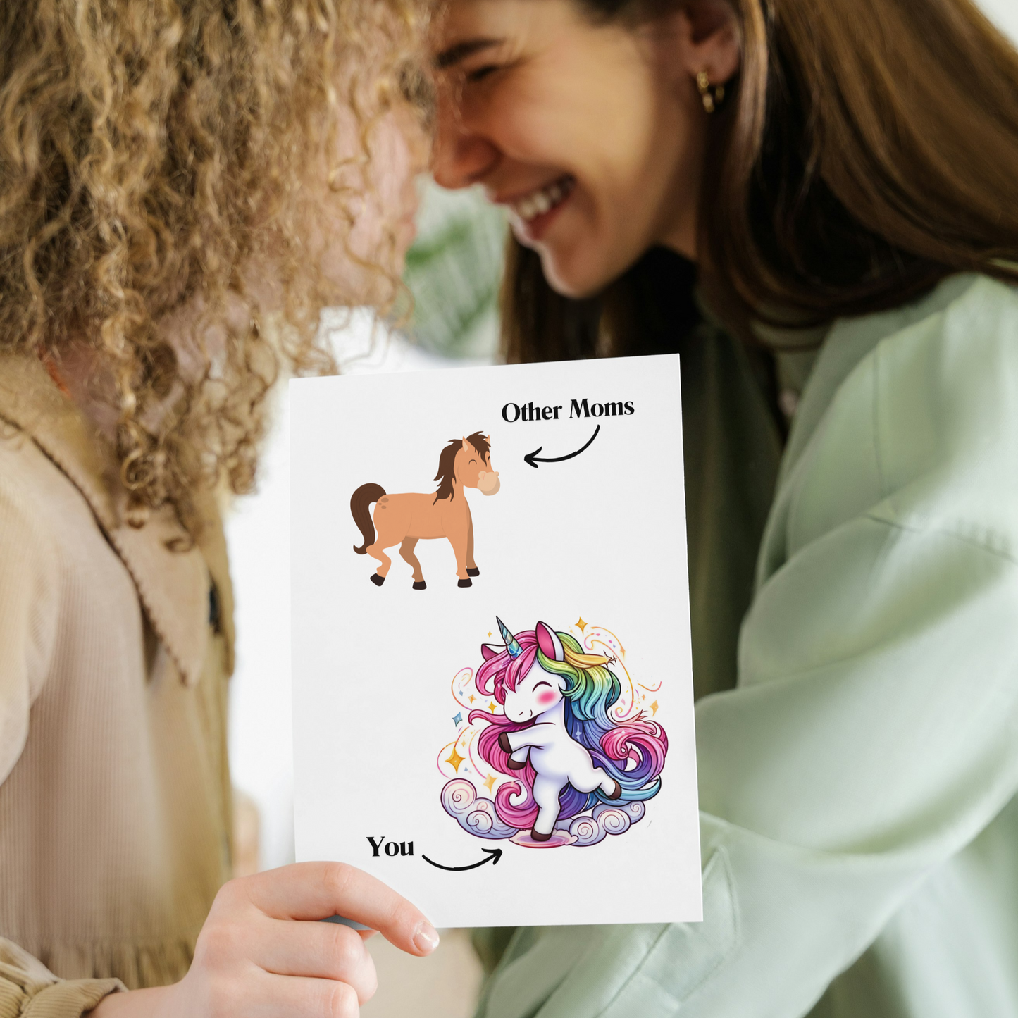 Funny Unicorn Mom vs Others Greeting Card