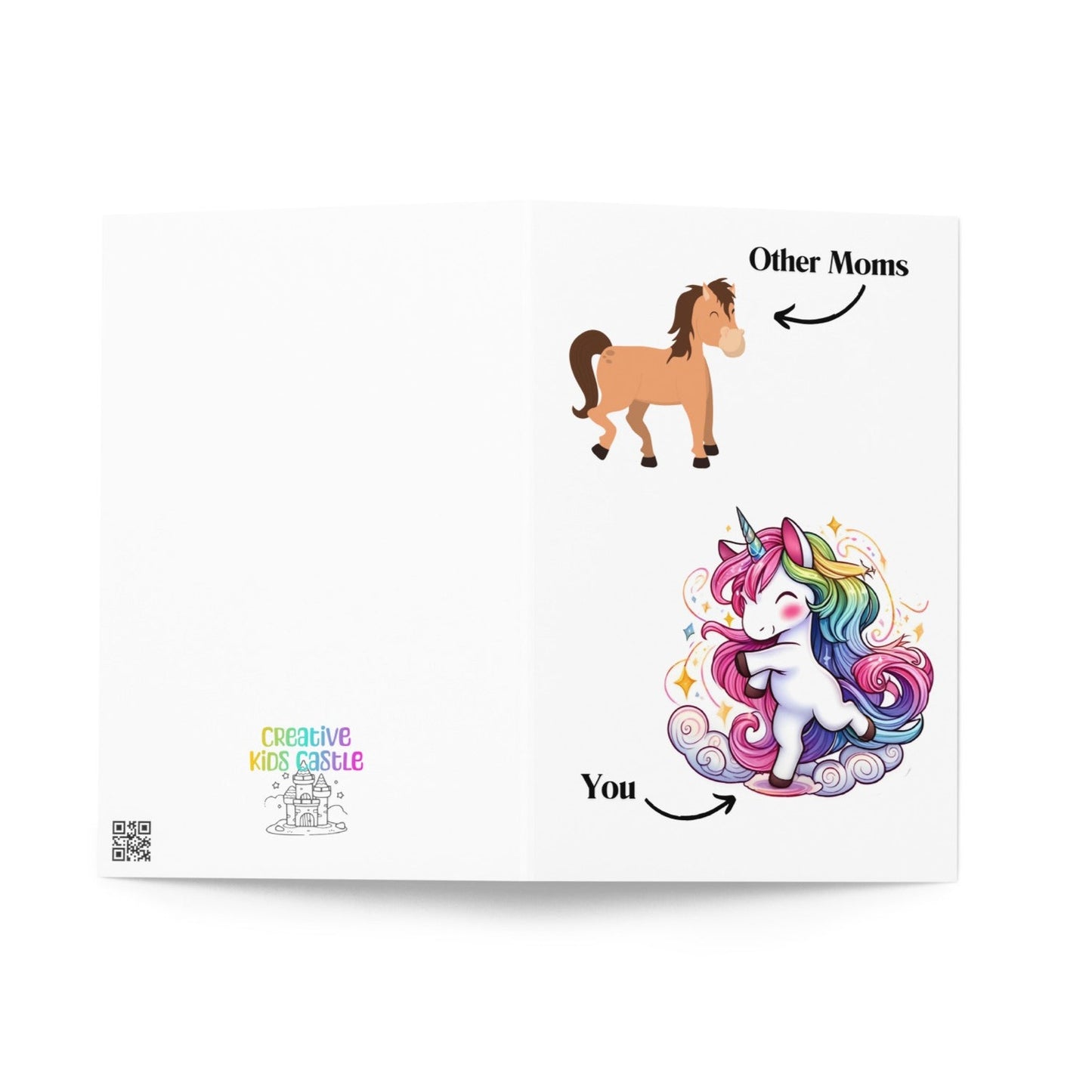 back and front of Funny Unicorn Mom vs Others Greeting or Mothers day Card