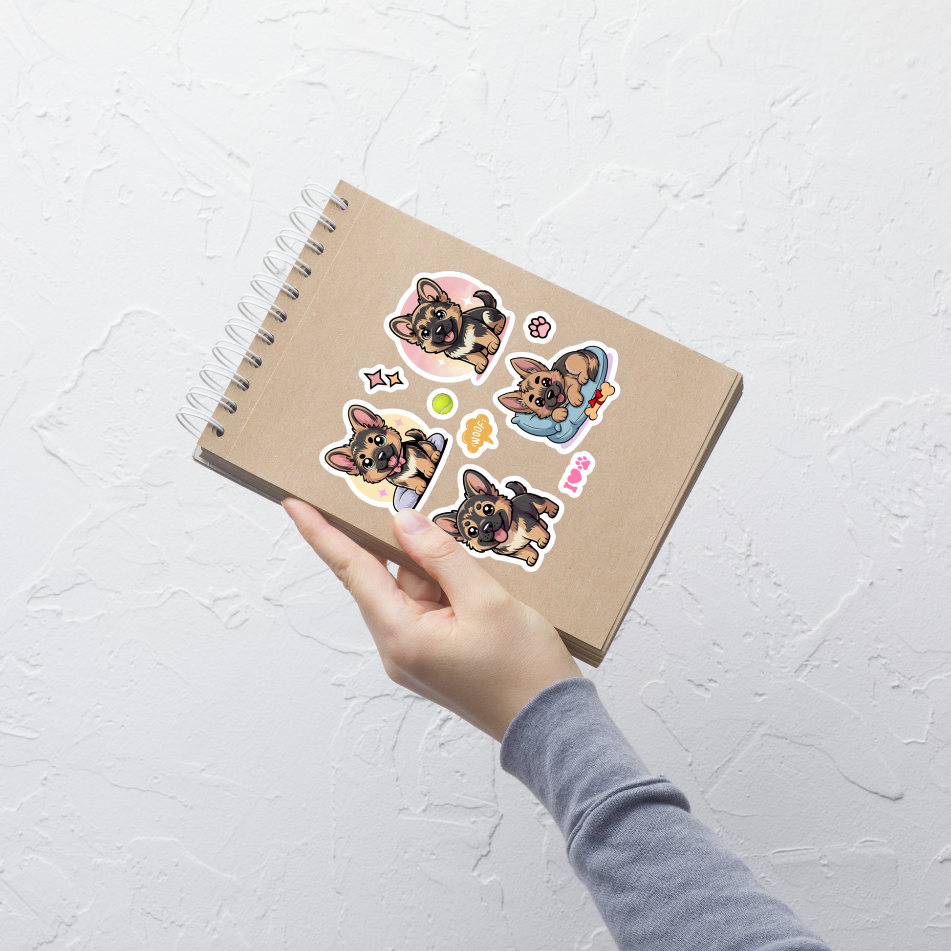 Cute Kawaii German Shepherd Dog Sticker Sheet