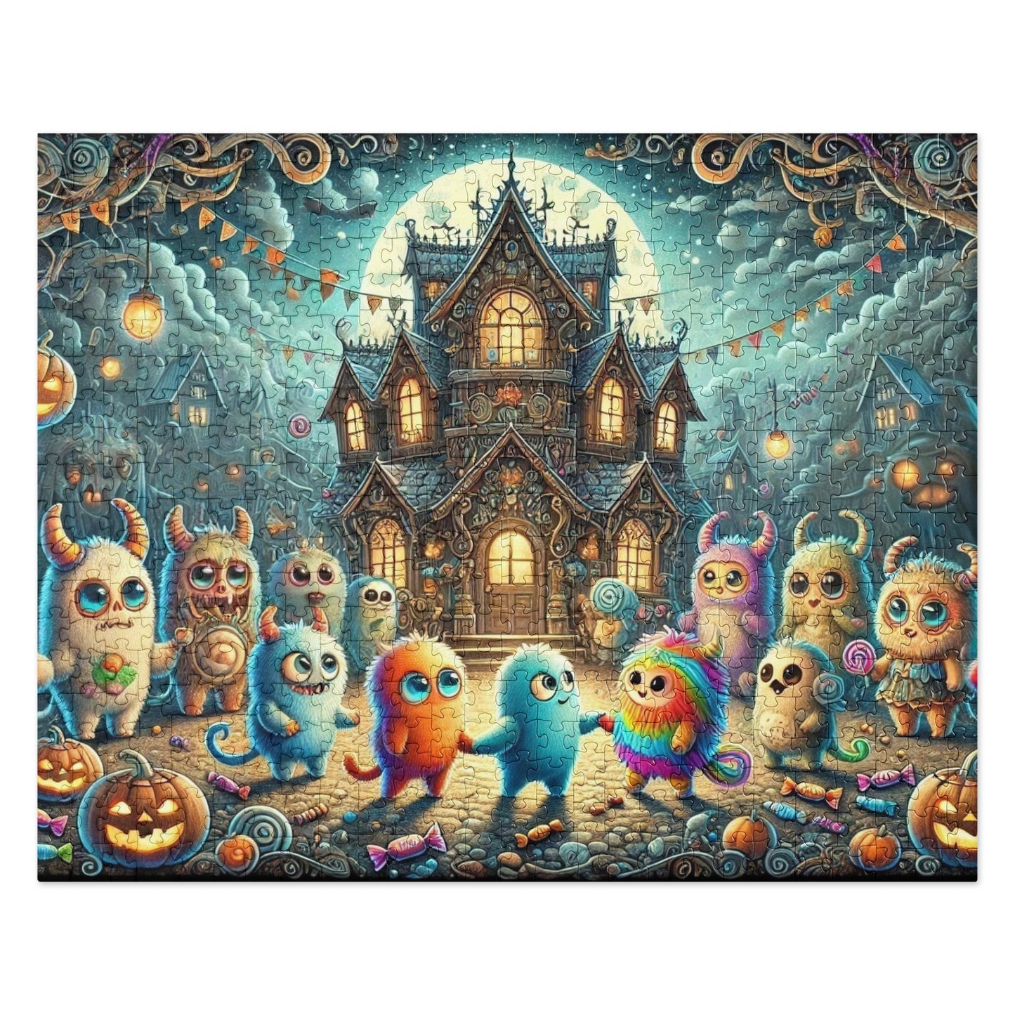 Halloween Dancing Party Monsters Jigsaw Puzzle (120, 252, or 500-Pieces)