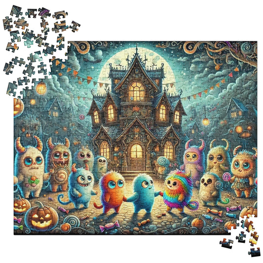 Halloween Dancing Party Monsters Jigsaw Puzzle (120, 252, or 500-Pieces)