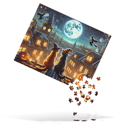 Moonlit Halloween Cats Jigsaw Puzzle (120, 252, 500-Piece)