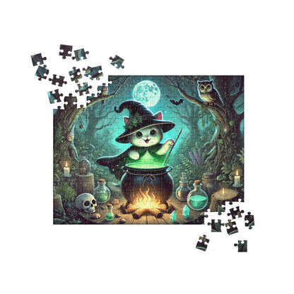 Halloween Witch Kitten Brews Potion Jigsaw Puzzle (120, 252, 500-Pieces)