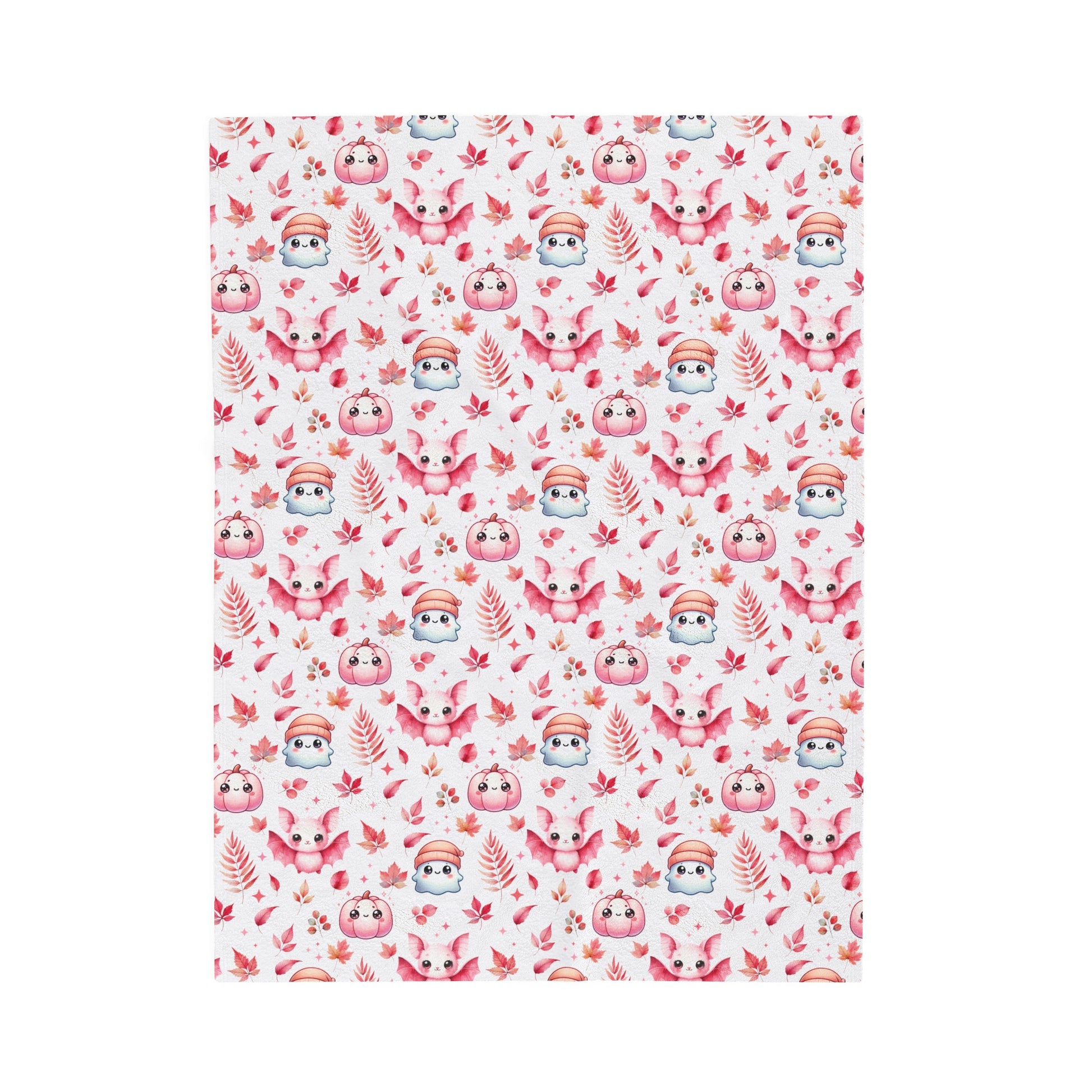 Halloween Pink Cute Kawaii Fall Pattern-Velveteen Baby Blanket -