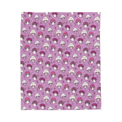 Happy Fungi Cottagecore Cozy Plush Blanket 50x60 inches