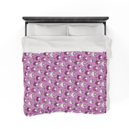 Happy Fungi Cottagecore Cozy Plush Blanket 60x80 inches