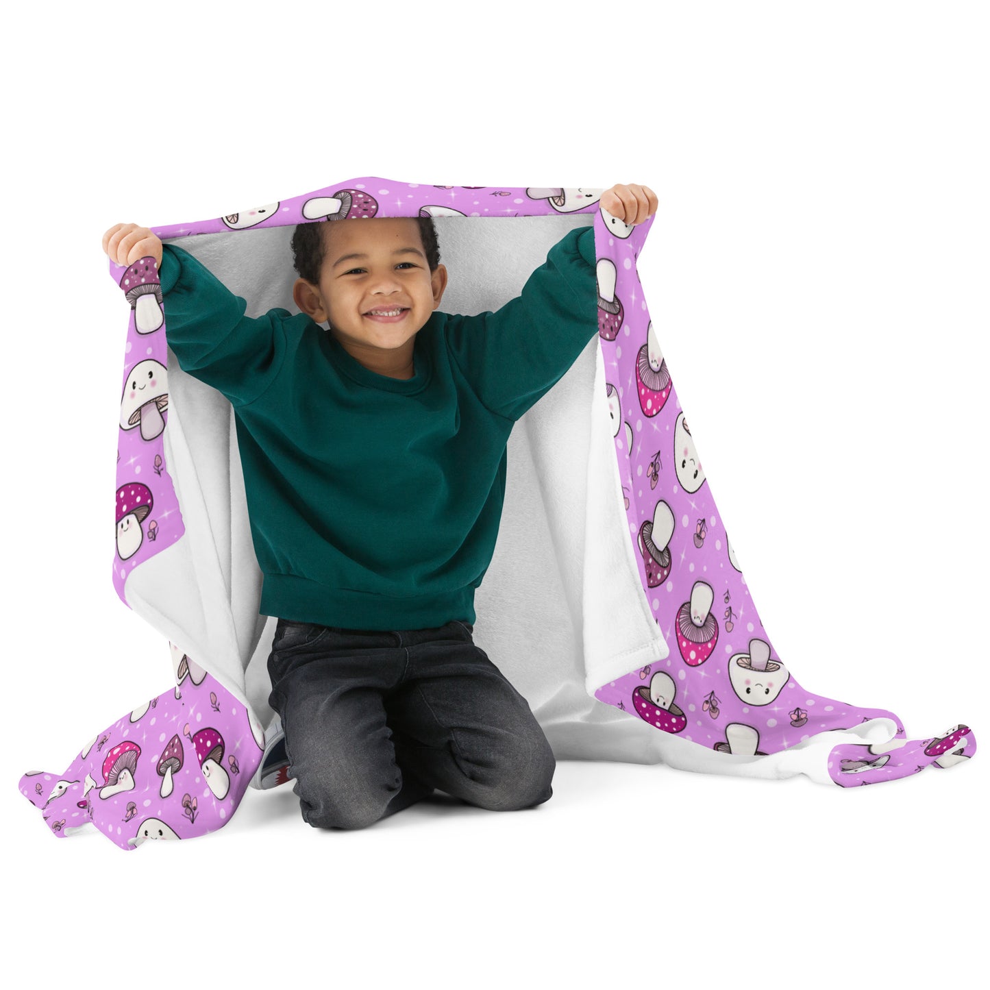Happy Fungi Cottagecore Cozy Plush Blanket