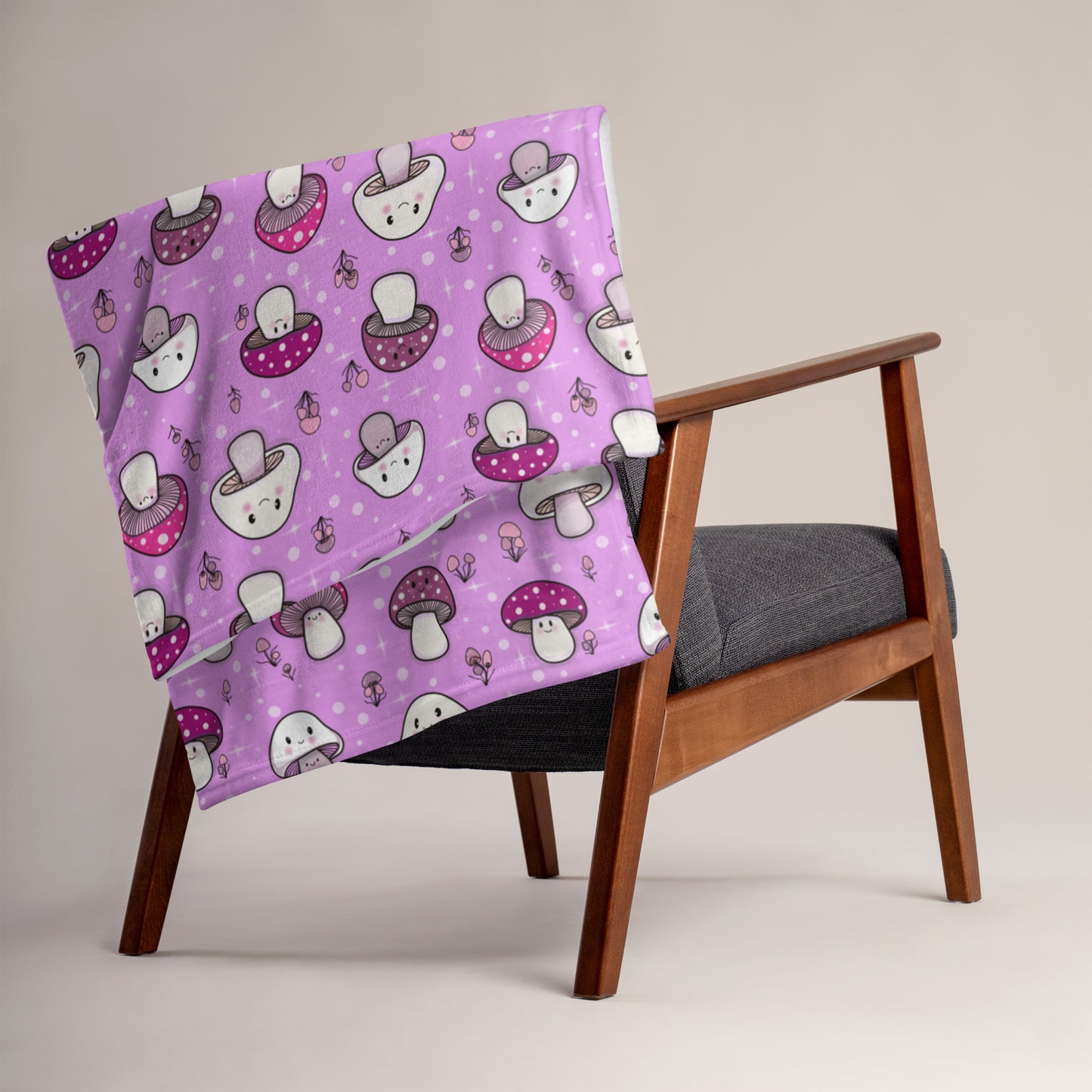 Happy Fungi Cottagecore Cozy Plush Blanket