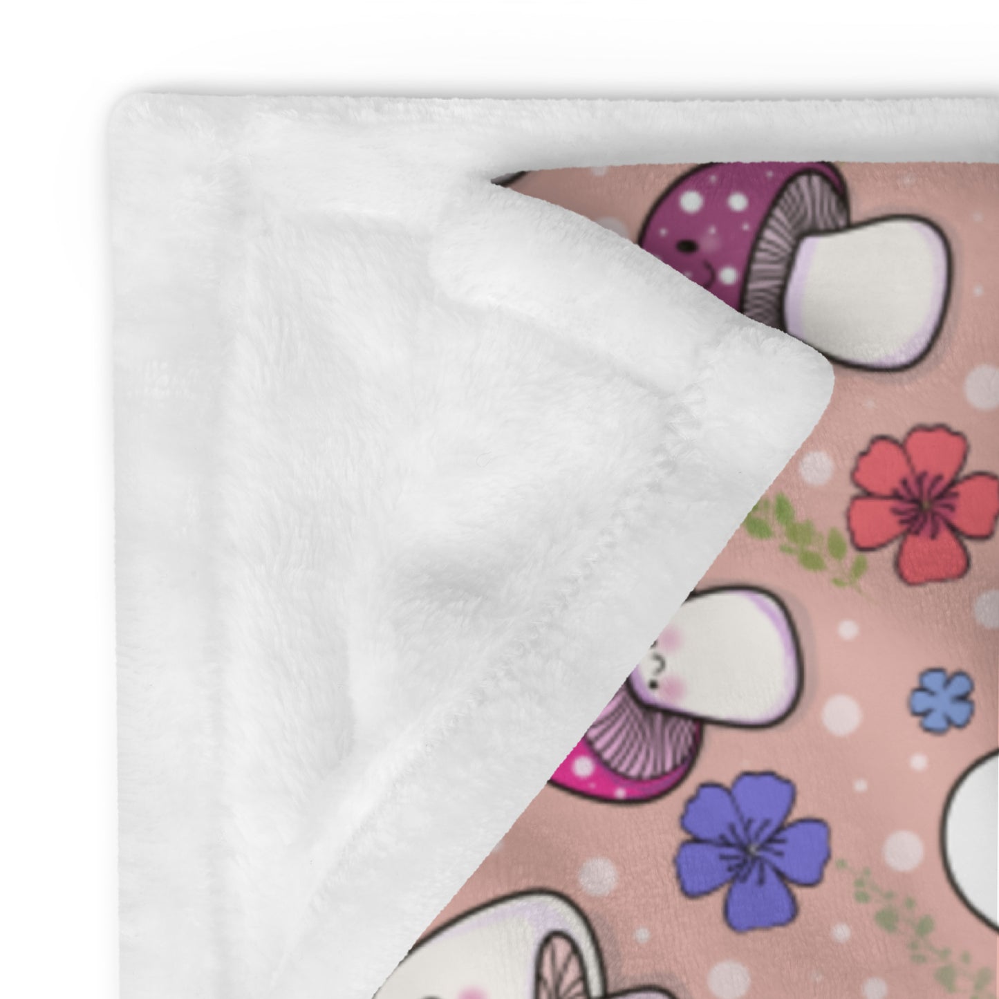 Happy Fungi Flowery Cottagecore Cozy Plush Blanket