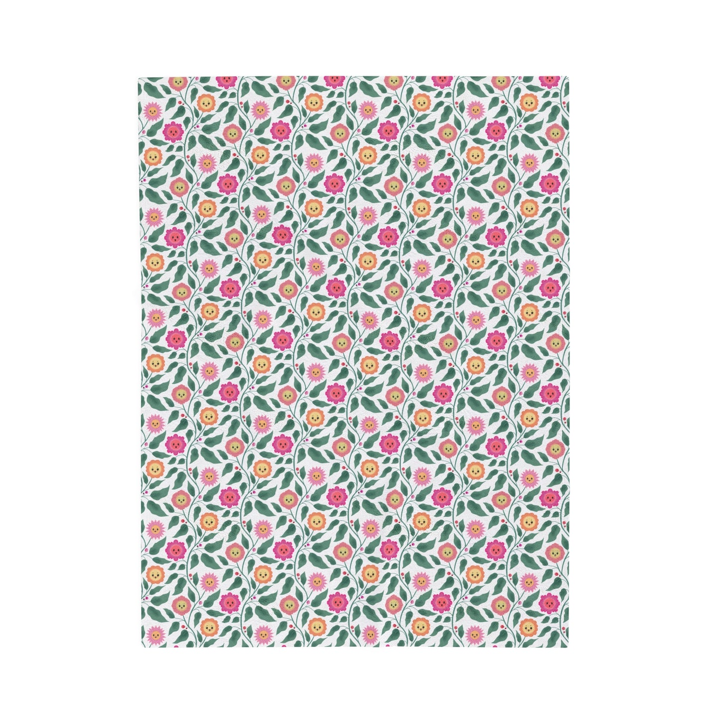 Happy Trailing Kawaii Flower Cottagecore Cozy Plush Baby Blanket