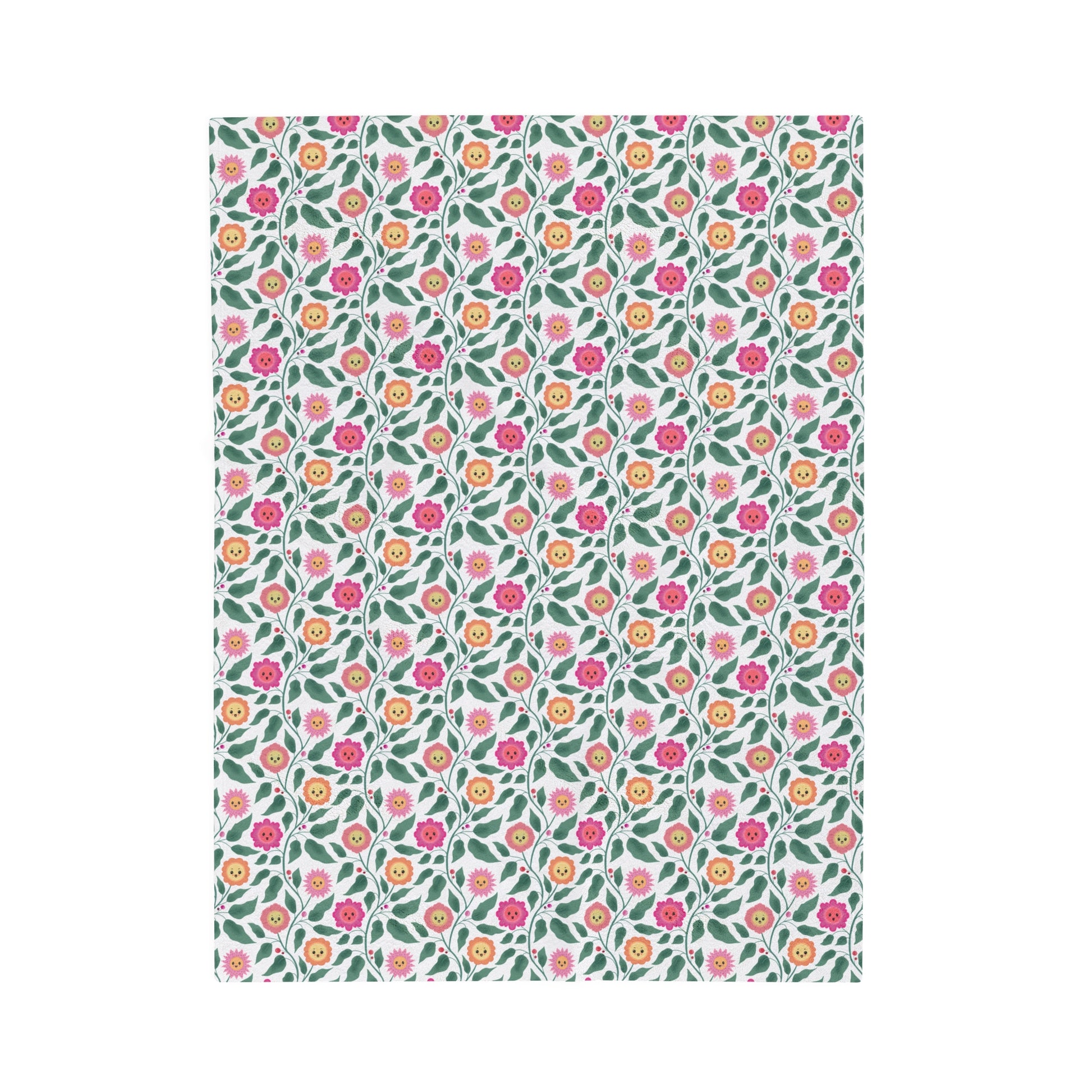Happy Trailing Kawaii Flower Cottagecore Cozy Plush Baby Blanket