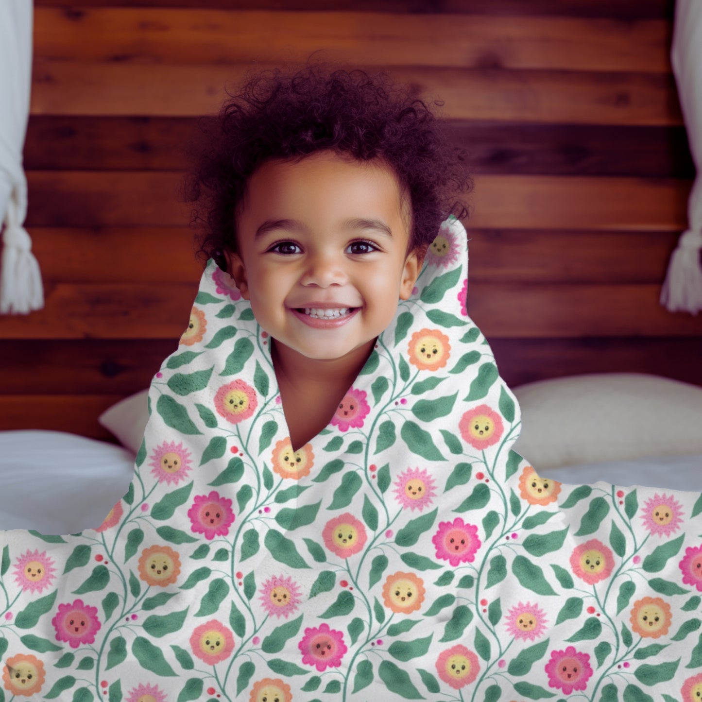Happy Trailing Kawaii Flower Cottagecore Cozy Plush Blanket