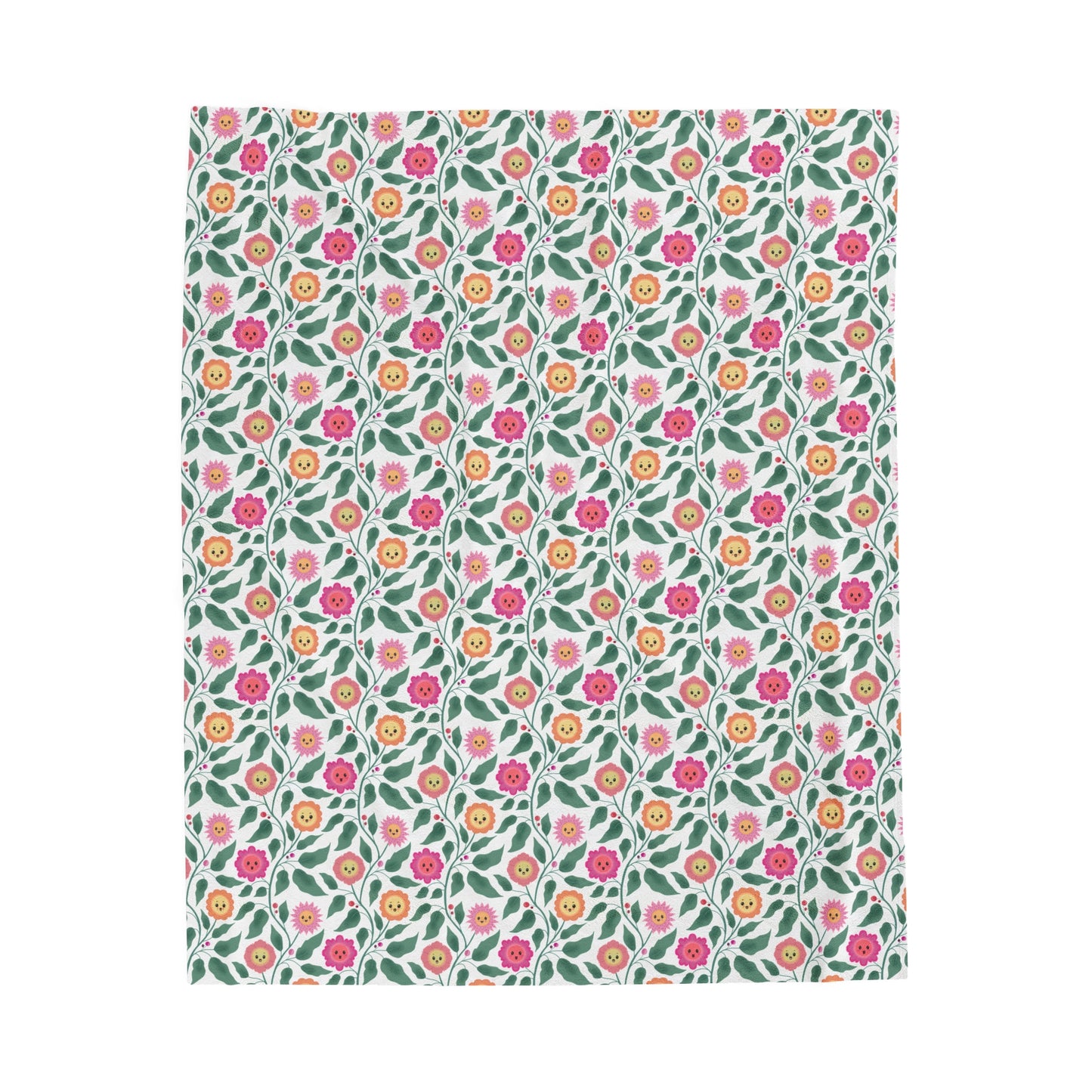 Happy Trailing Kawaii Flower Cottagecore Cozy Plush Blanket 50 x 60 inches
