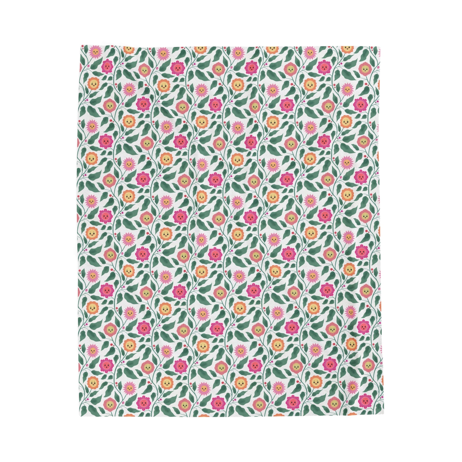 Happy Trailing Kawaii Flower Cottagecore Cozy Plush Blanket 50 x 60 inches