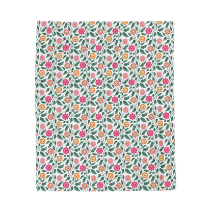 Happy Trailing Kawaii Flower Cottagecore Cozy Plush Blanket 50 x 60 inches