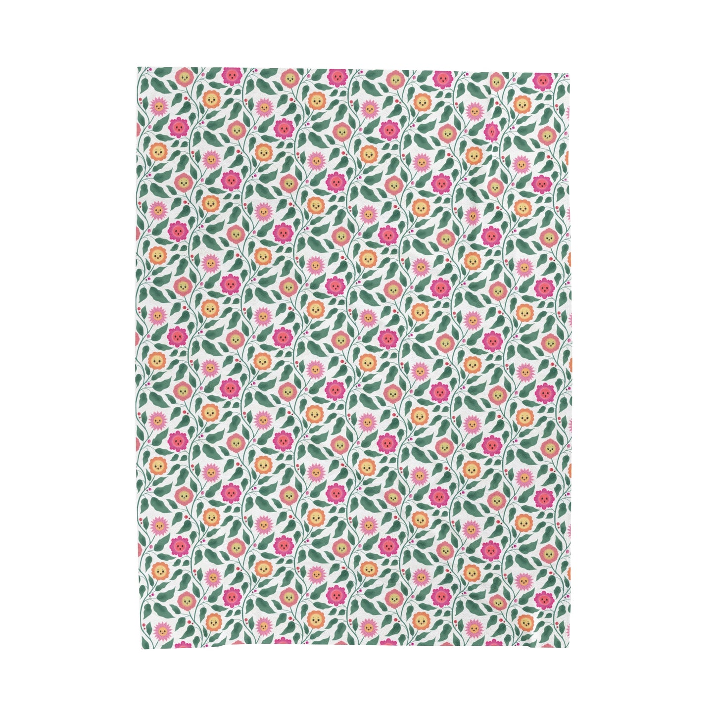 Happy Trailing Kawaii Flower Cottagecore Cozy Plush Blanket 60 x 80 inches