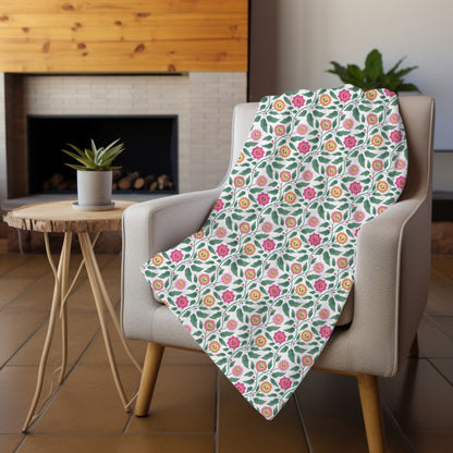 Happy Trailing Kawaii Flower Cottagecore Cozy Plush Blanket