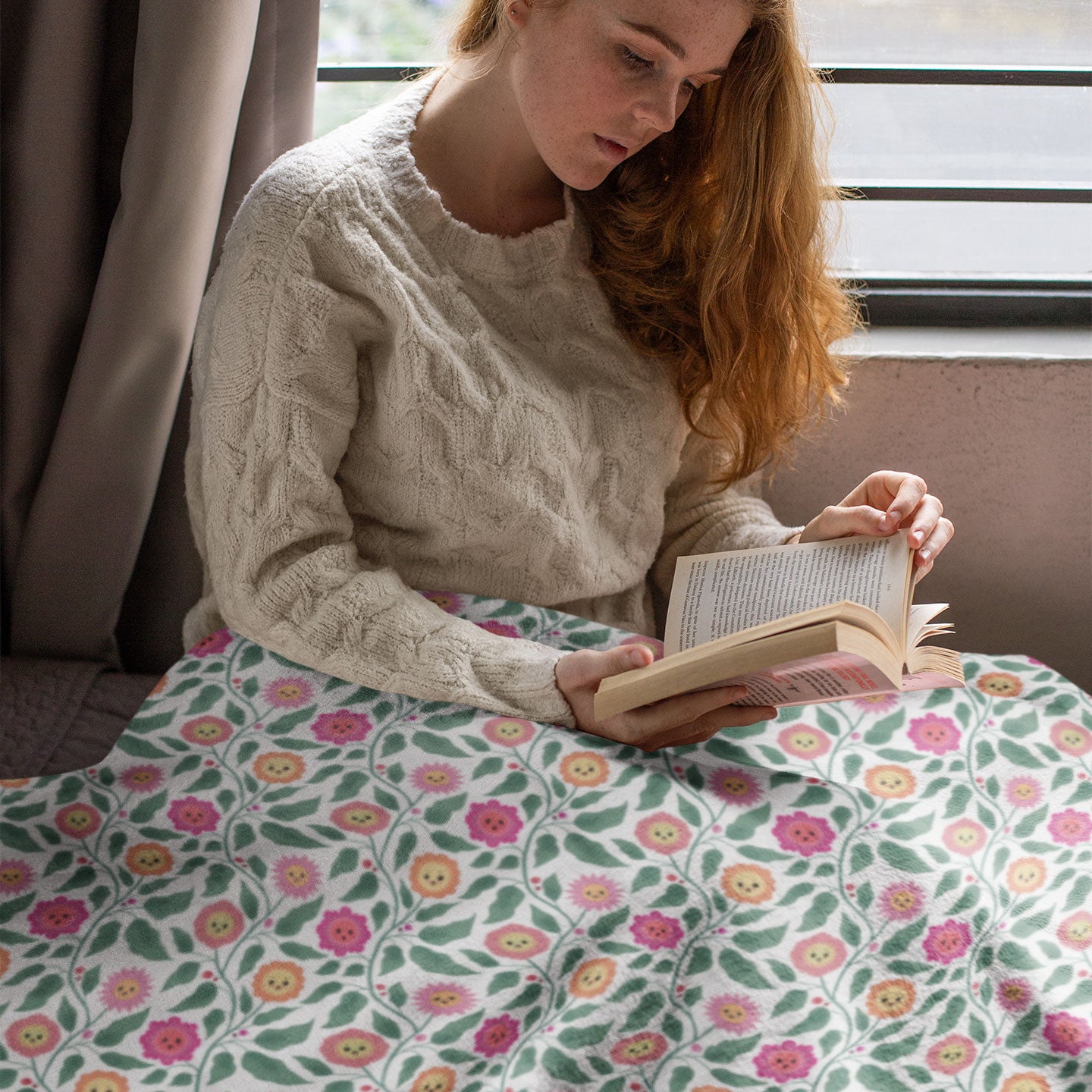 Happy Trailing Kawaii Flower Cottagecore Cozy Plush Blanket