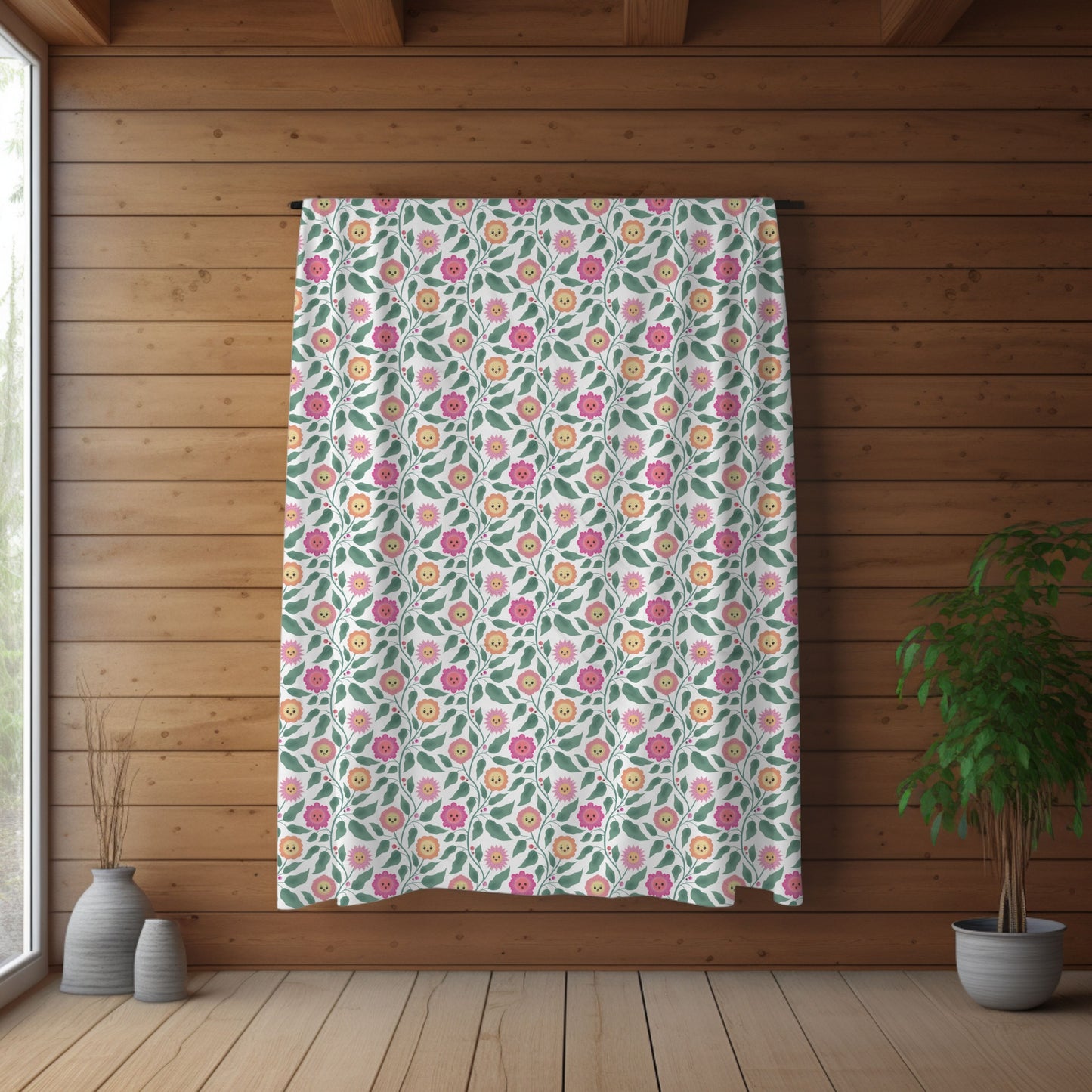 Happy Trailing Kawaii Flower Cottagecore Cozy Plush Blanket