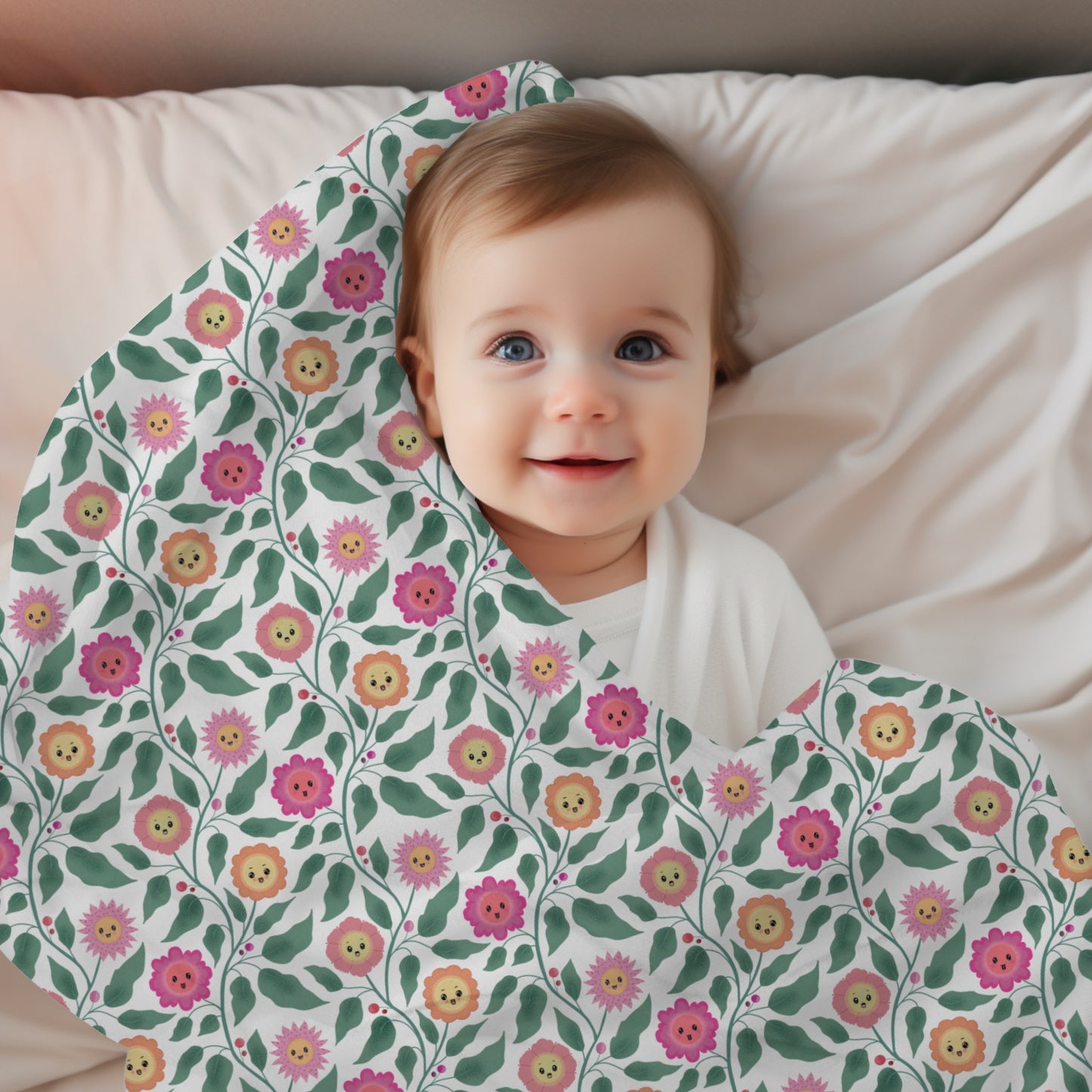 Happy Trailing Kawaii Flower Cottagecore Cozy Plush Blanket
