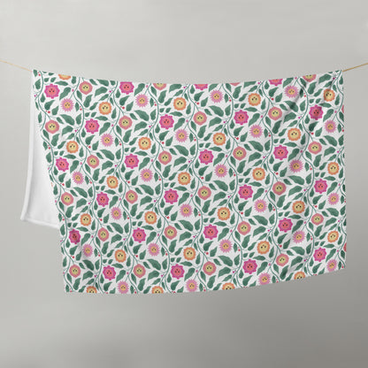Happy Trailing Kawaii Flower Cottagecore Cozy Plush Blanket