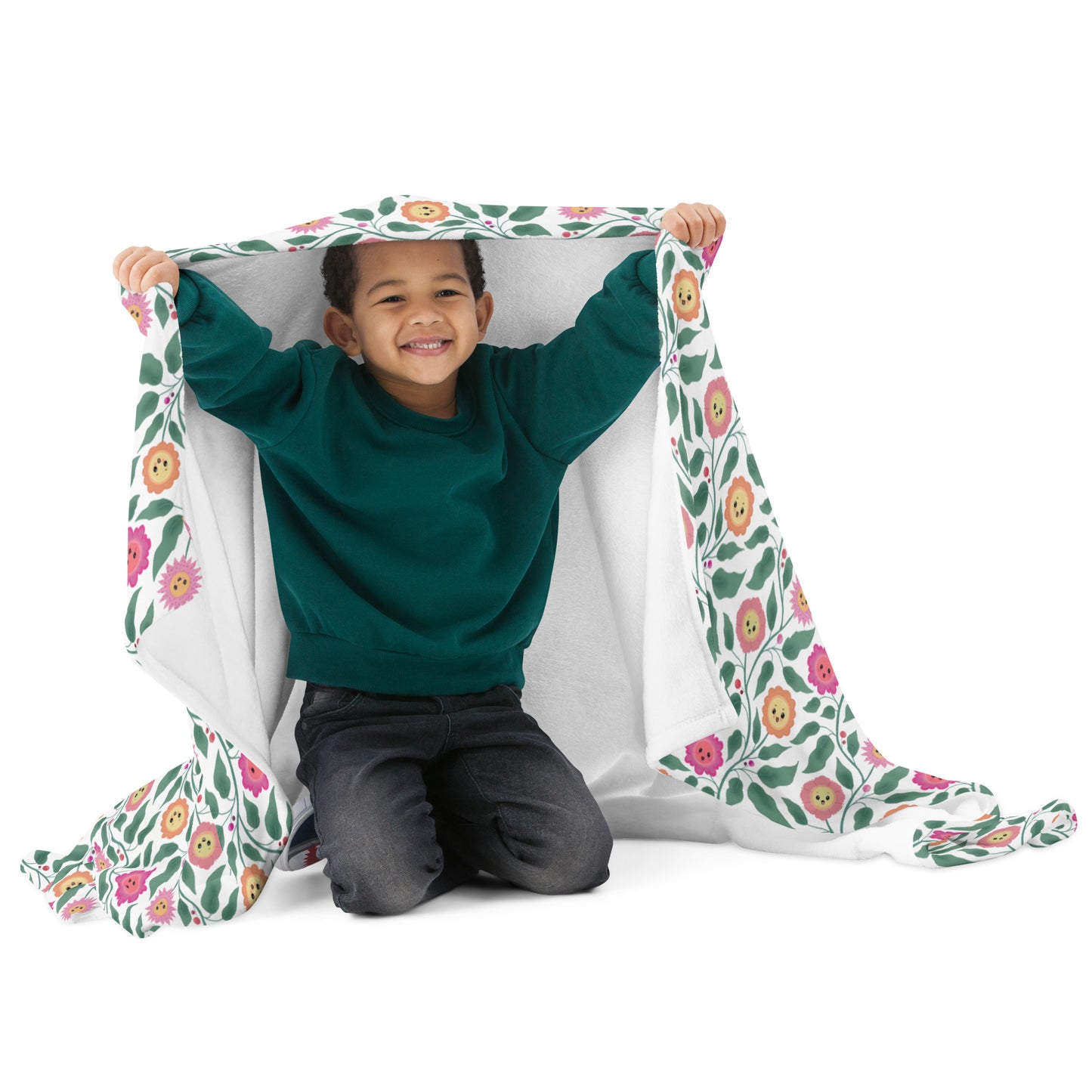 Happy Trailing Kawaii Flower Cottagecore Cozy Plush Blanket