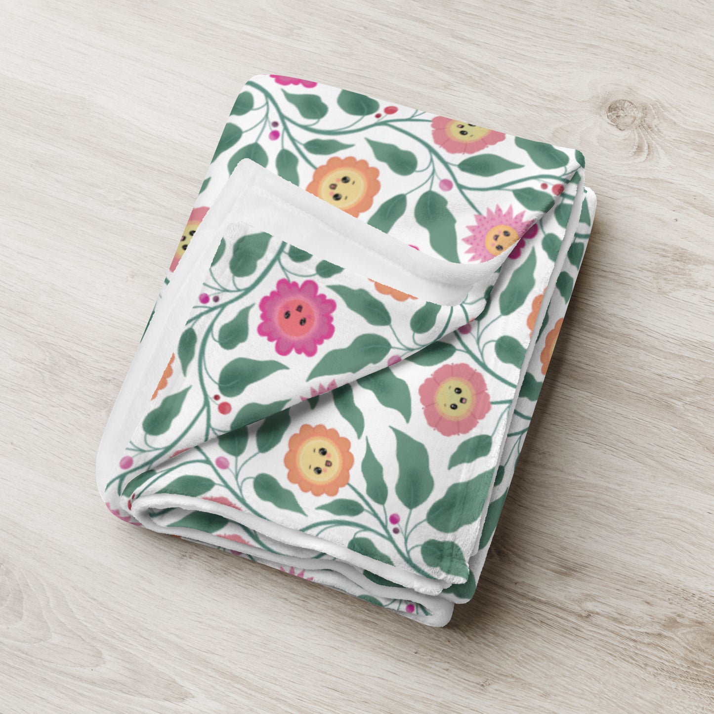 Happy Trailing Kawaii Flower Cottagecore Cozy Plush Blanket