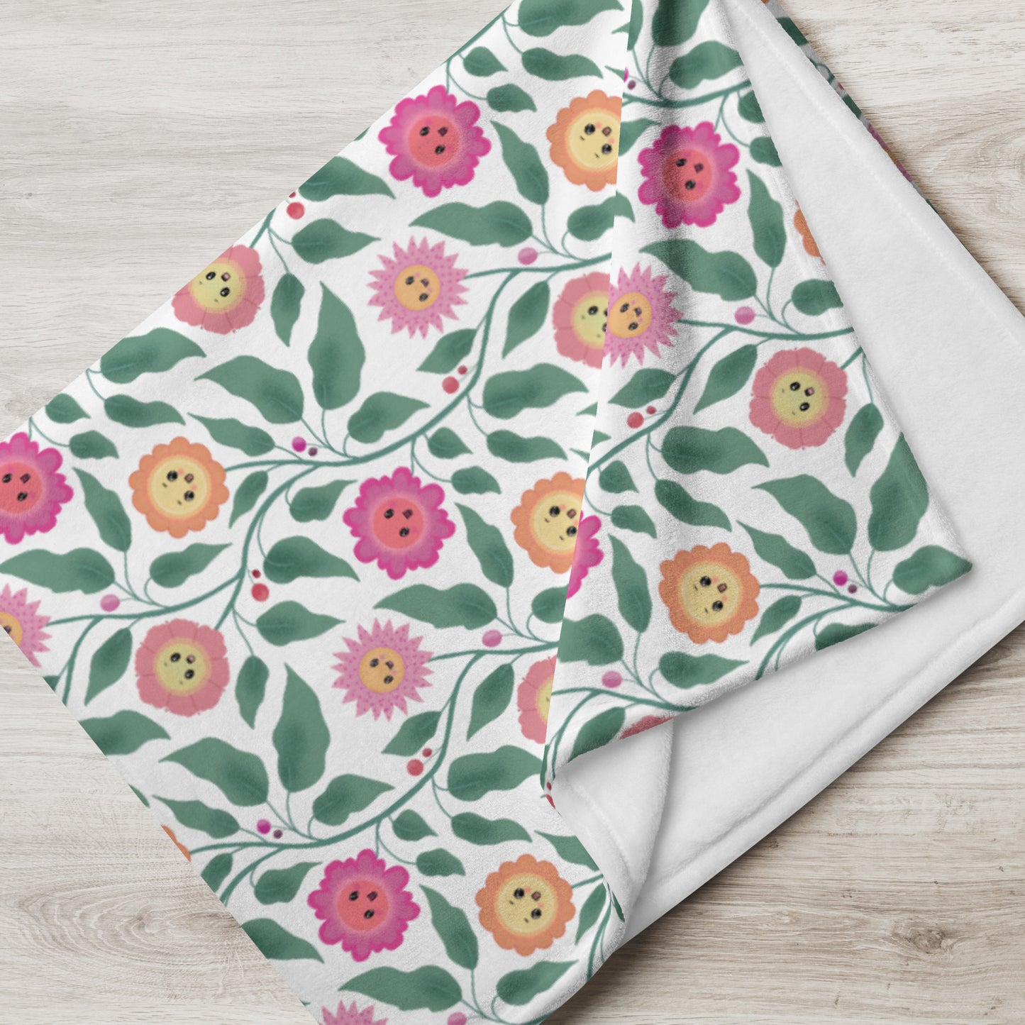 Happy Trailing Kawaii Flower Cottagecore Cozy Plush Blanket