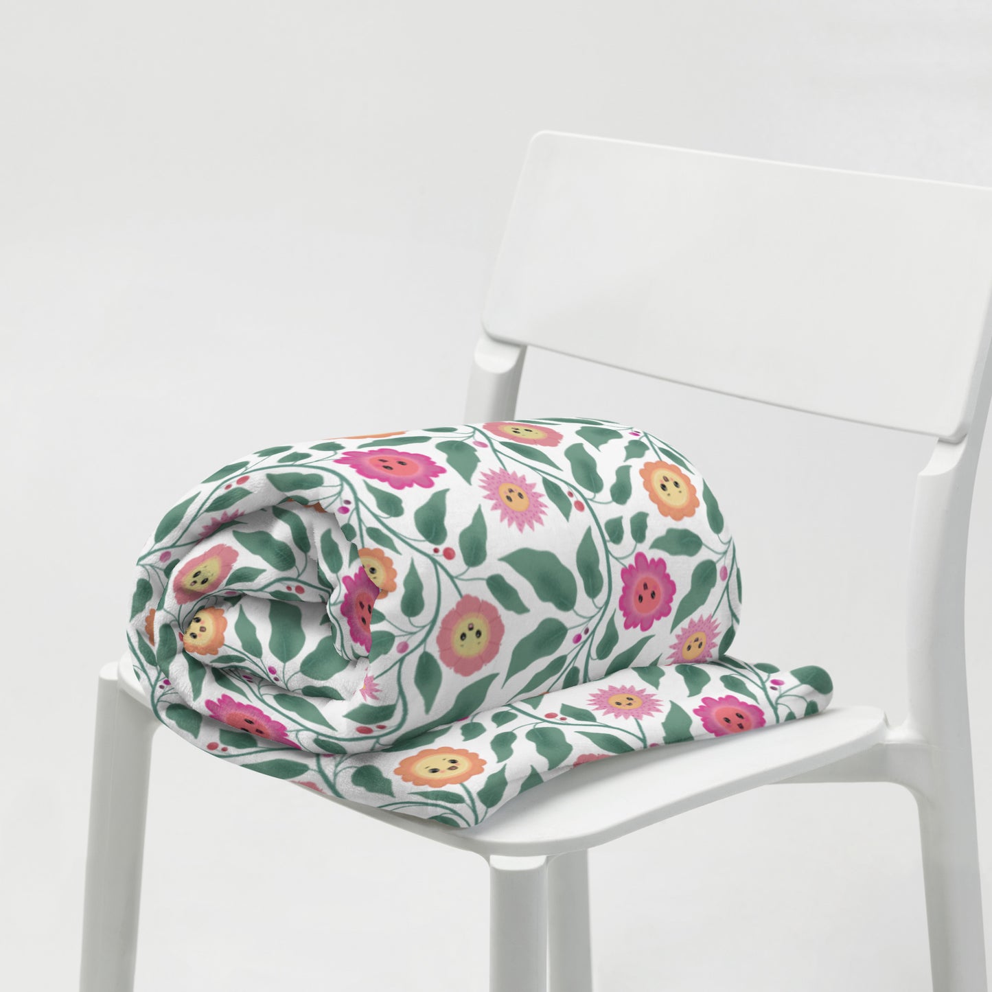 Happy Trailing Kawaii Flower Cottagecore Cozy Plush Blanket
